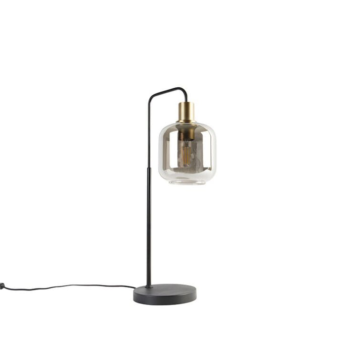Design tafellamp zwart goud smoke glas - Zuzanna