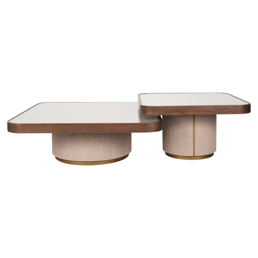 Richmond Salontafel Willox Linnen en eiken, Set van 2 stuks - Bruin - Vierkant - ThatLyfeStyle