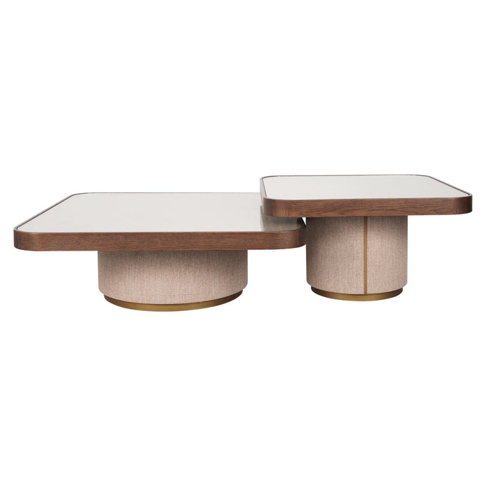 Richmond Salontafel Willox Linnen en eiken, Set van 2 stuks - Bruin - Vierkant