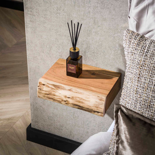 LifestyleFurn Zwevend Nachtkastje Hind XS, Met 1 lade, Acaciahout, Set van 2 stuks - Massief acacia naturel