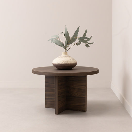 Stalux Ronde Salontafel Celine 60cm - bruin notenhout - Japandi