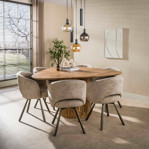LifestyleFurn Driehoekige Eettafel Sharmila Mangohout, 150 x 150cm - Bruin