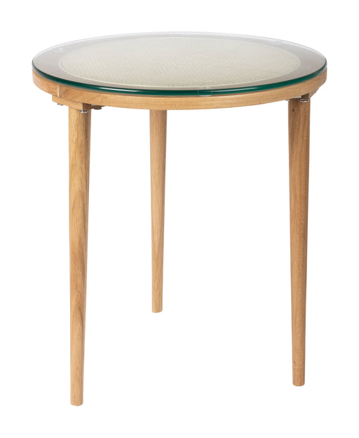 ZILT Ronde Bijzettafel Jock Eikenhout en glas, 45cm - Bruin