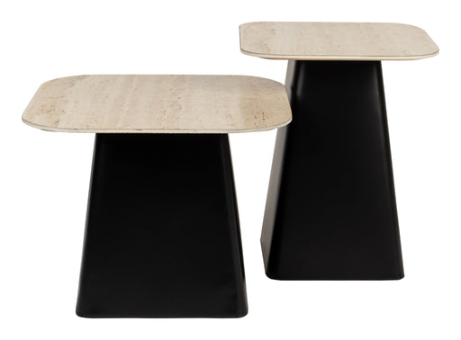 ZILT Bijzettafel Capricia Keramiek, Set van 2 stuks - Zwart - Vierkant