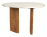 ZILT Bijzettafel Jama Marmer en Acaciahout, 56 x 37cm - Wit - Organisch