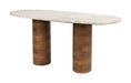 ZILT Salontafel Danicia Marmer en Mangohout, 100 x 40cm - Beige - Ovaal - Japandi
