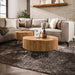 LifestyleFurn Ronde Salontafel Sharmila Mangohout, Set van 2 stuks - Massief mango zandkleur
