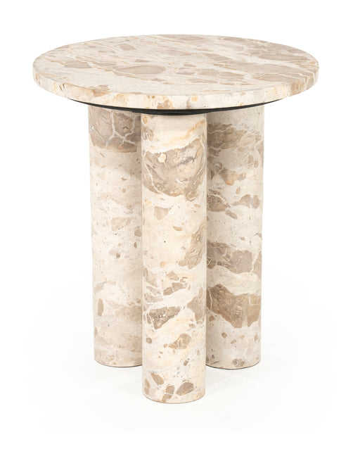 By-Boo Ronde Bijzettafel Marmo Marmer, 40cm - Beige