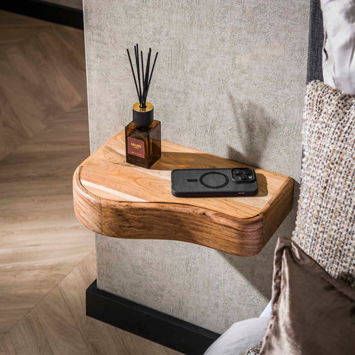 LifestyleFurn Zwevend Nachtkastje Nairoby Acaciahout, Set van 2 stuks - Massief acacia naturel - ThatLyfeStyle