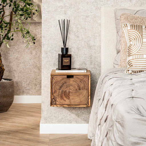 LifestyleFurn Zwevend Nachtkastje Abigayle Acaciahout, met 1 lade - Massief acacia naturel - ThatLyfeStyle