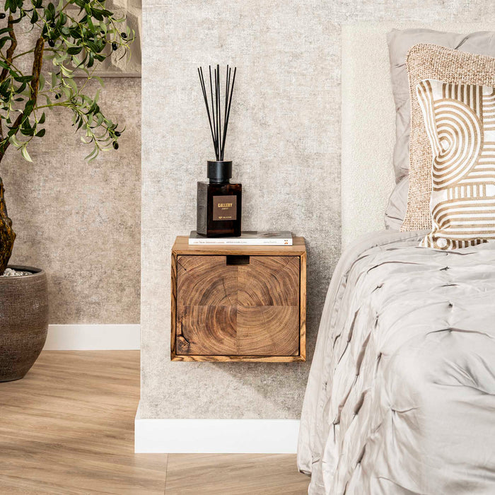 LifestyleFurn Zwevend Nachtkastje Abigayle Acaciahout, met 1 lade - Massief acacia naturel