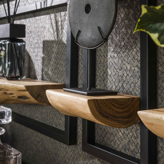 Wandschap Edge Acaciahout Naturel Set van 5 - Giga Meubel - ThatLyfeStyle