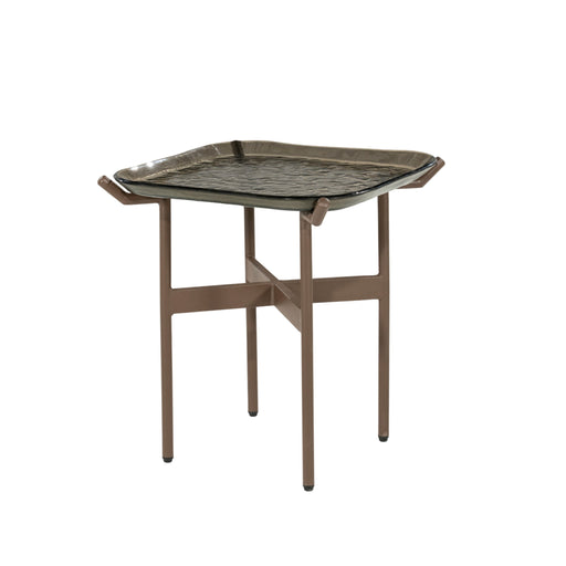 By-Boo Bijzettafel Liri Glas, 44 x 44cm - Bruin - Vierkant