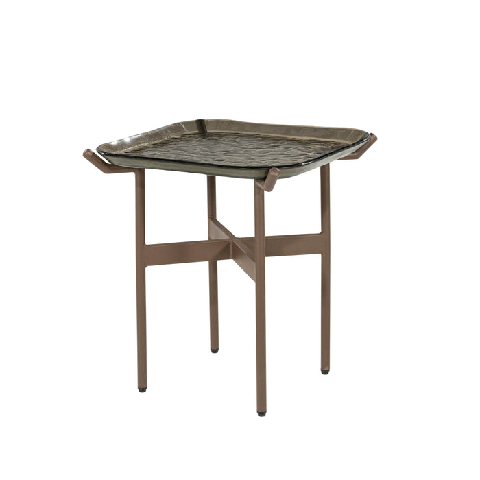 By-Boo Bijzettafel Liri Glas, 44 x 44cm - Bruin - Vierkant