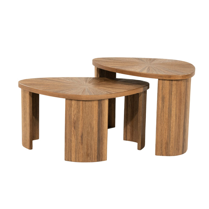 By-Boo Organische Salontafel Tala Teakhout, Set van 2 stuks - Natuurlijk