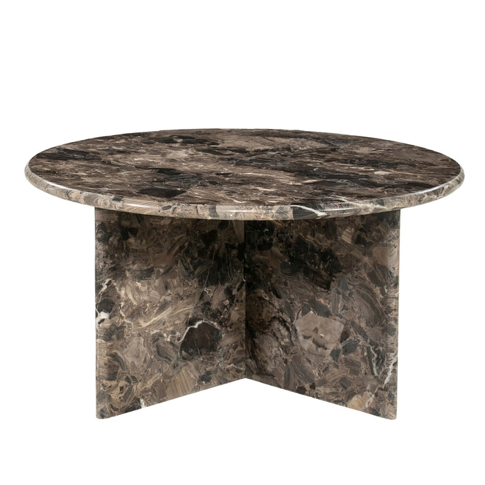 By-Boo Ronde Salontafel Sereno Marmer, 70cm - Bruin
