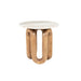 By-Boo Ronde Bijzettafel LoopStone Marmer en mangohout, 52cm - Natuurlijk