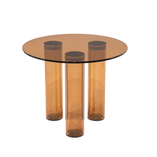 By-Boo Ronde Bijzettafel Aero Glas, 50cm - Bruin