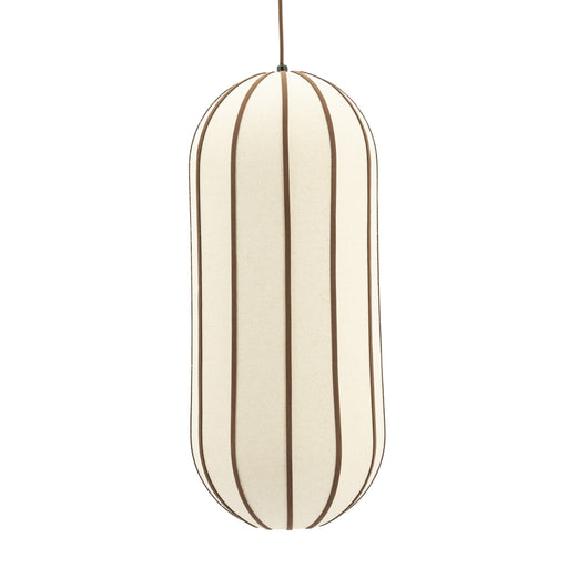 By-Boo Hanglamp Cocoon Linnen en leder, 28cm - Bruin