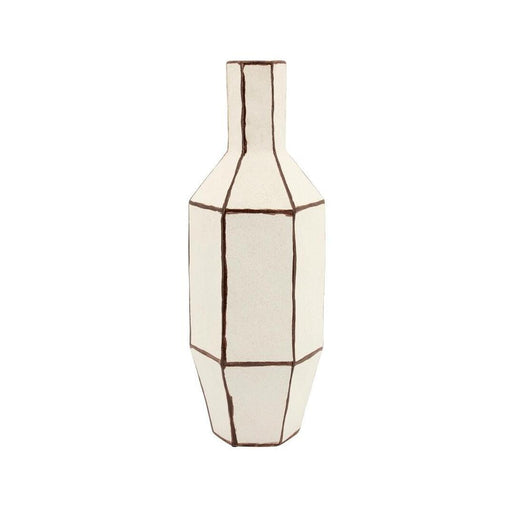 By-Boo Vaas Facet 3 Aardewerk, 55cm - Off White
