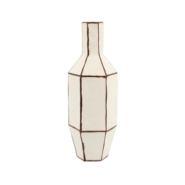 By-Boo Vaas Facet 3 Aardewerk, 55cm - Off White