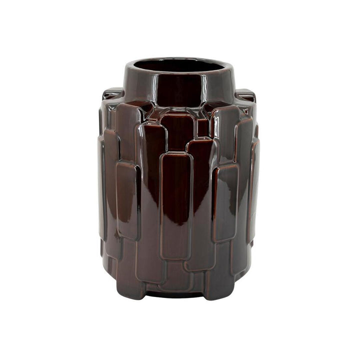 By-Boo Vaas Geary Geglazuurd aardewerk, 36cm - Bruin