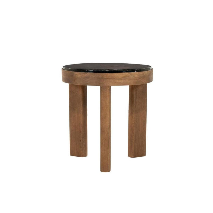 By-Boo Ronde Bijzettafel Lucent Mangohout en glas, 45cm - Bruin