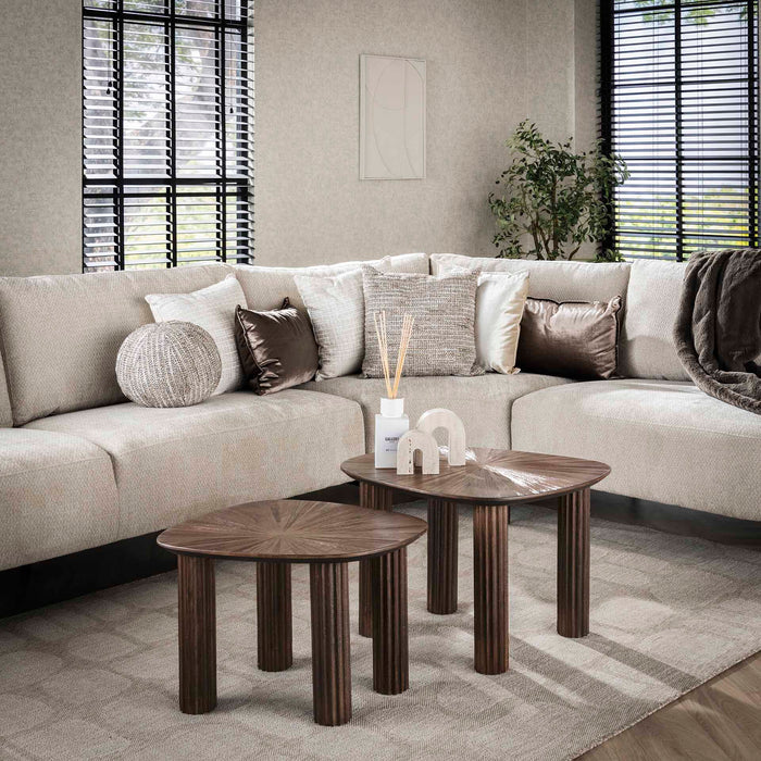 LifestyleFurn Organische Salontafel Sadaf Teakhout, Set van 2 stuks - Teak rust brown