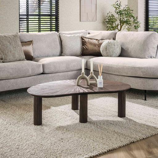 LifestyleFurn Organische Salontafel Sadaf Teakhout, 110 x 68cm - Teak rust brown