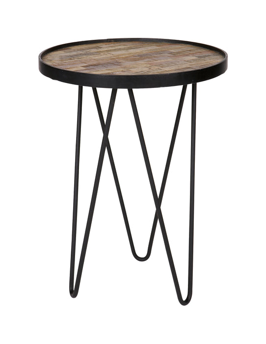 WOOOD Bijzettafel Lev Teakhout, Ø39cm - Naturel - Rond