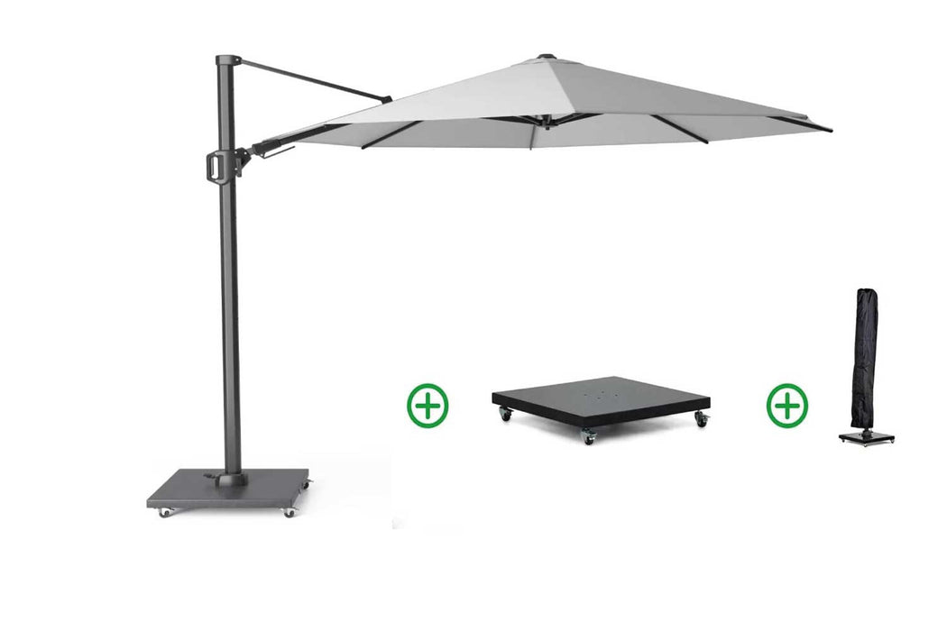 Platinum Challenger zweefparasol 3.5m T2 (incl. voet + hoes) licht grijs