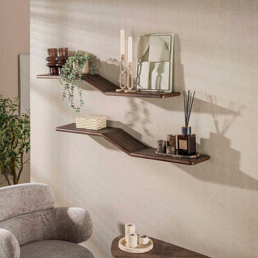 LifestyleFurn Wandplank Sadaf Teakhout, Set van 2 stuks - Bruin - ThatLyfeStyle