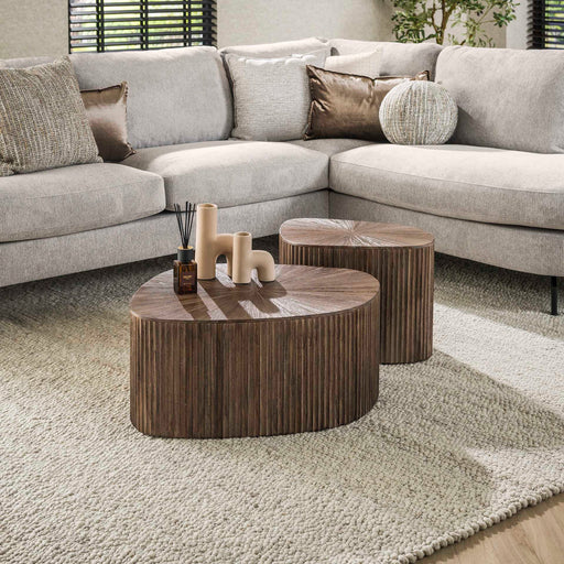 LifestyleFurn Organische Salontafel Sadaf Teakhout, Set van 2 stuks - Teak rust brown
