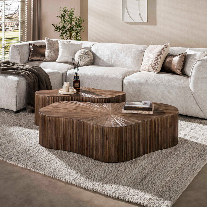 LifestyleFurn Organische Salontafel Sadaf Teakhout, Set van 2 stuks - Bruin