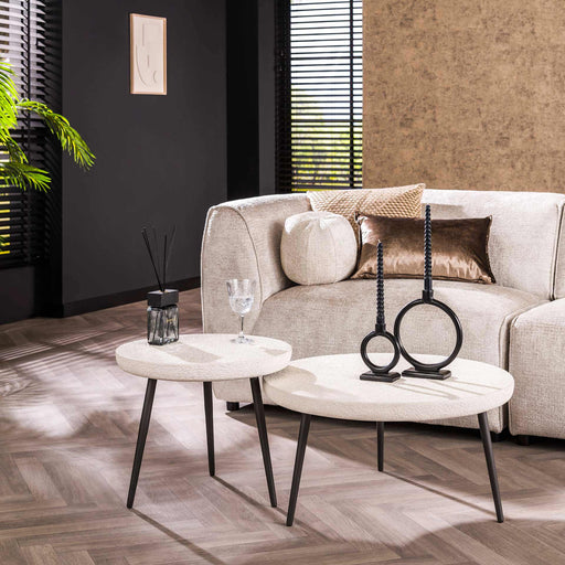 LifestyleFurn Ronde Salontafel Tocara Marmercomposiet, Set van 2 stuks - Marmer composiet