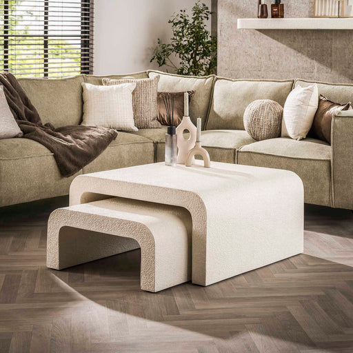 LifestyleFurn Salontafel Colbie Marmercomposiet, Set van 2 stuks - Marmer composiet - Vierkant