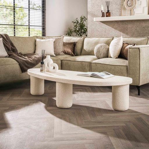 LifestyleFurn Organische Salontafel Karle Marmercomposiet, 157 x 61cm - Marmer composiet - Japandi