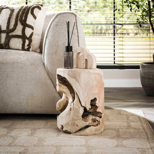 LifestyleFurn Bijzettafel Jeronimo Teakhout, 30cm - Whitewash - Organisch