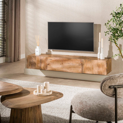LifestyleFurn Zwevend TV-meubel Cherity Mangohout, 160cm - Bruin - ThatLyfeStyle