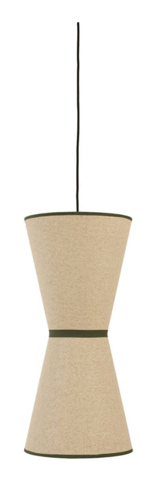 Light & Living Hanglamp Lyco Ø28cm, Linnen - Naturel/Groen - Rond