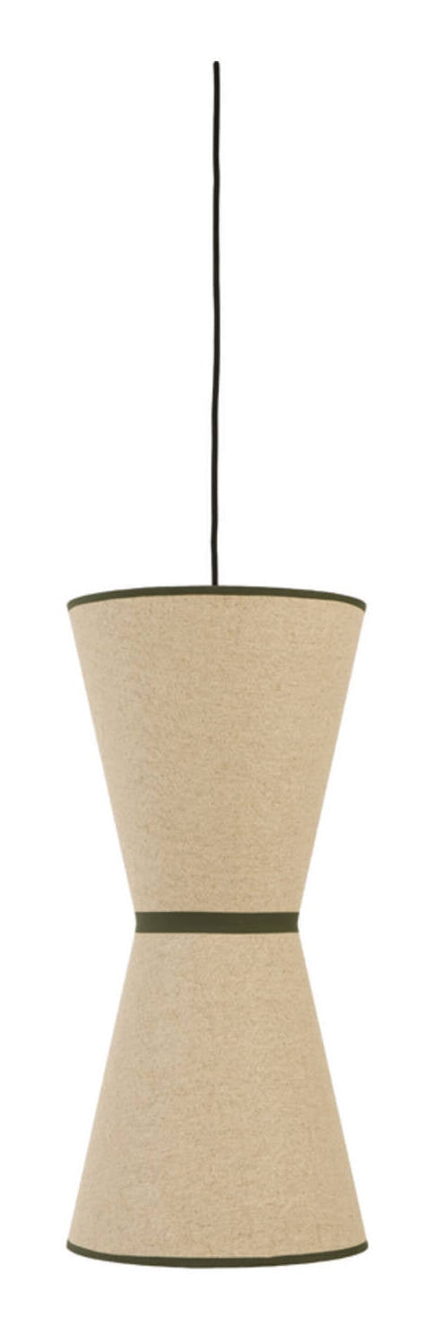 Light & Living Hanglamp Lyco Ø28cm, Linnen - Naturel/Groen - Rond