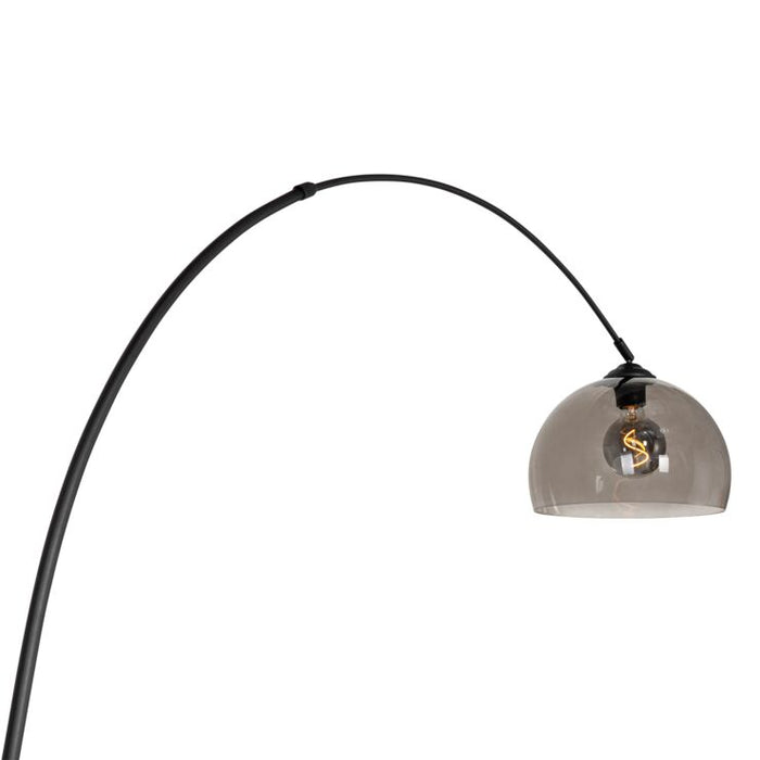 Moderne booglamp zwart met smoke glas - Arc