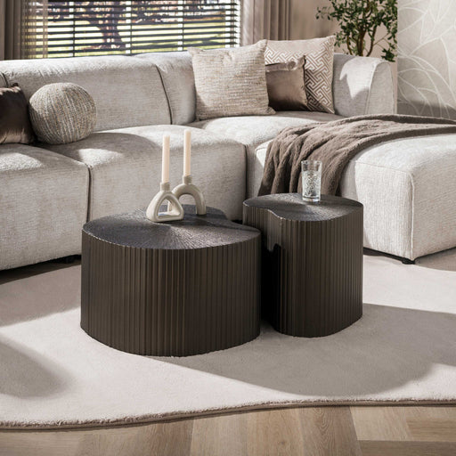 LifestyleFurn Organische Salontafel Nayda Brons Liquid, Set van 2 stuks