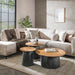 LifestyleFurn Ronde Salontafel Taro Visgraat Teakhout, Set van 3 stuks - Gerecycled teakhout fineer