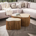 LifestyleFurn Organische Salontafel Beckie Mangohout en Keramiek in Travertin-look, Set van 2 stuks - Bruin