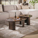 LifestyleFurn Organische Salontafel Elodie Mangohout en marmerlook, Set van 2 stuks - Bruin