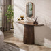 LifestyleFurn Halfronde Sidetable Elodie Mangohout en marmerlook, 120cm - Bruin
