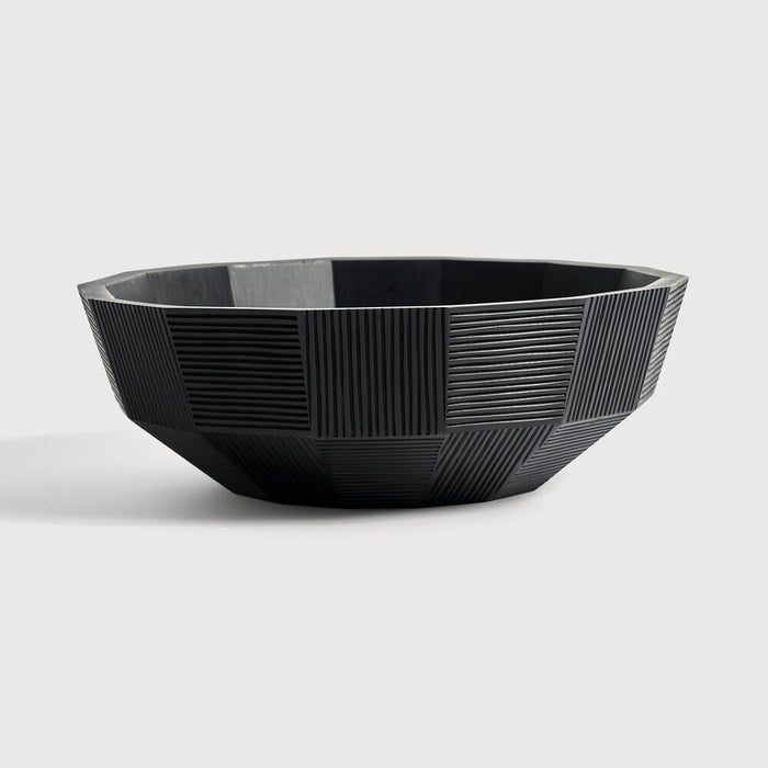 Ethnicraft Schaal Striped Mahoniehout, 40cm - Zwart - Rond