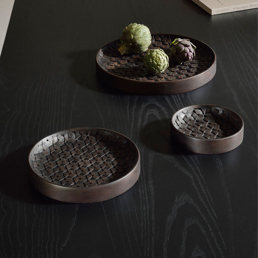 Ethnicraft Schaal Tampa Mahoniehout, Set van 3 stuks - Donkerbruin - Rond - ThatLyfeStyle