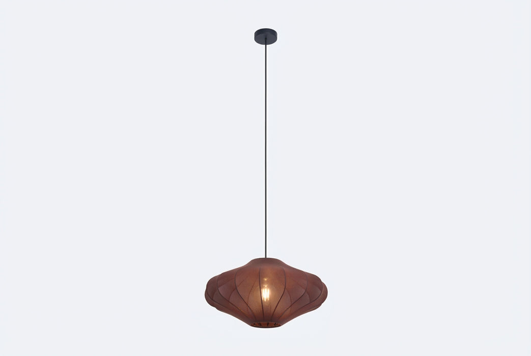 Japandi hanglamp bruin met stoffen kap 50cm - Plu